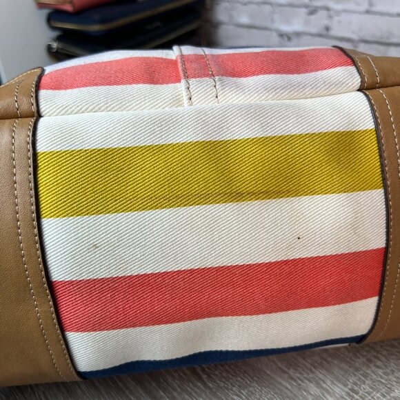 COACH F30041 Hadley Multistripe Canvas/Leather Medium Size Tote Bag - Picture 6 of 9